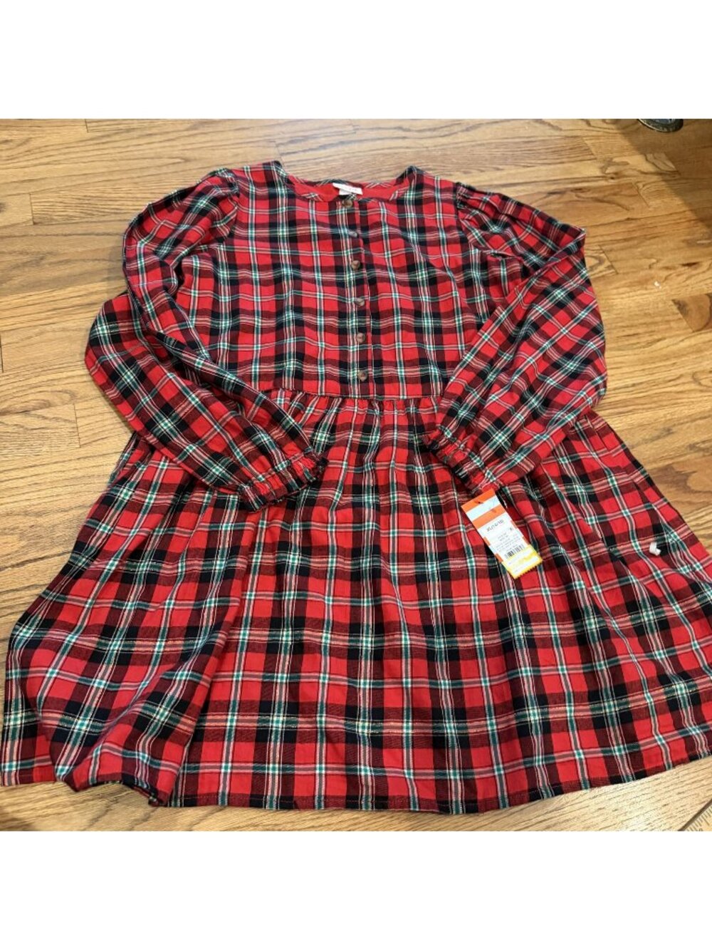 Cat & Jack Girls Red Plaid Christmas Dress XL 14/16 New